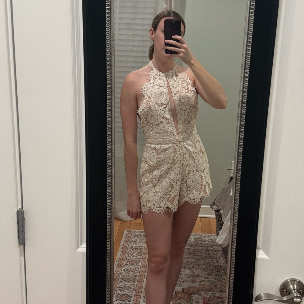 DO+BE WHITE LACE JUMPSUIT ROMPER, BOHO BRIDAL ENGAGEMENT